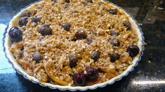 Apple and Sour Cherry Flan - with topping